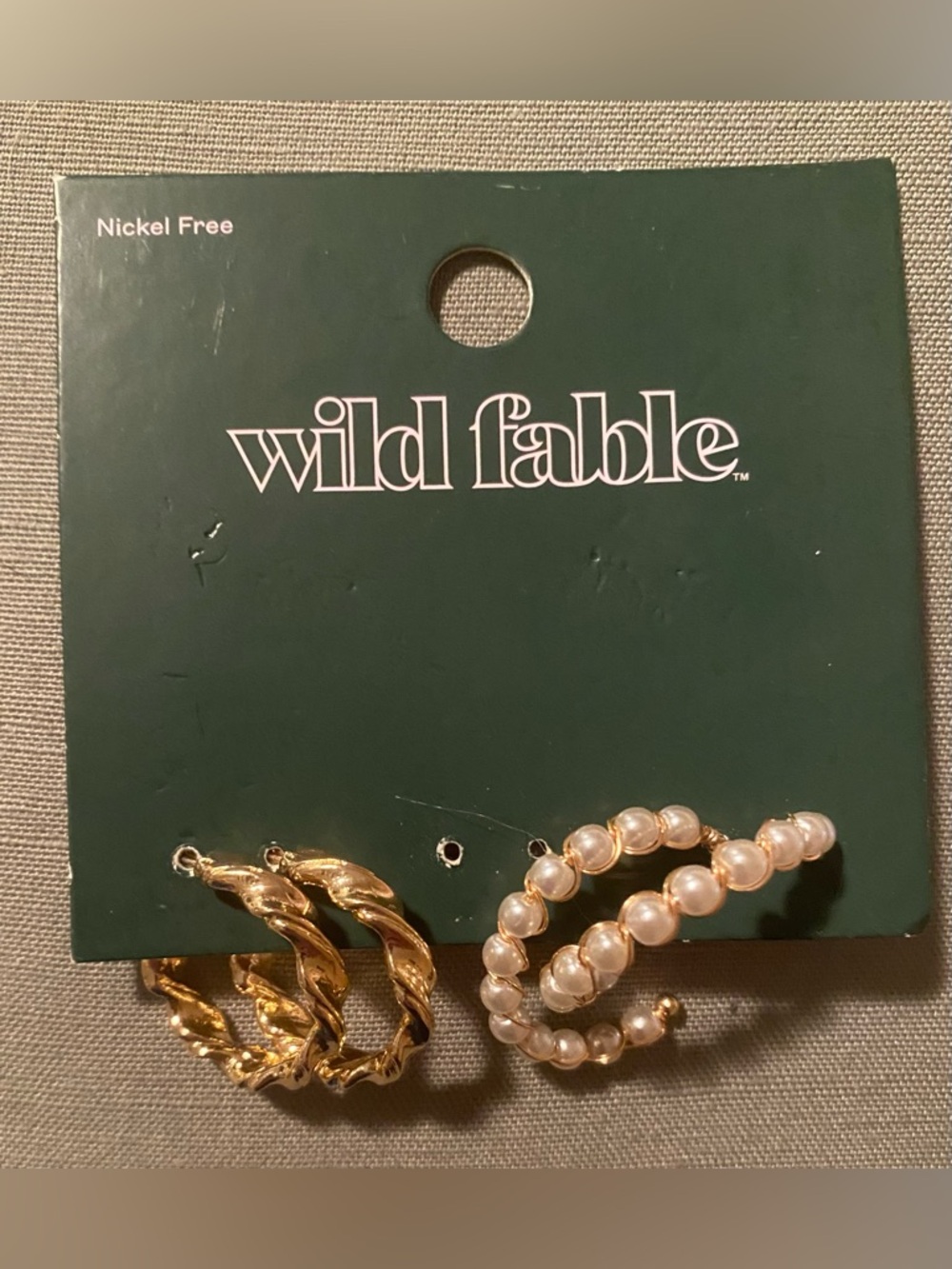 Wild Fable Pearl Hoop Earrings and Gold Twist Hoop Earrings Set